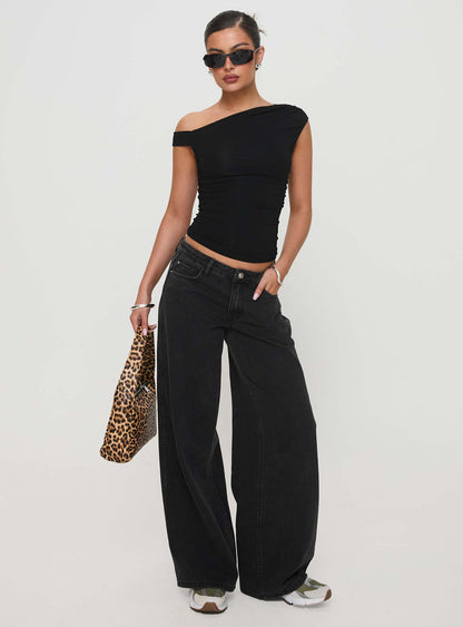 Ramos Low Rise Straight Leg Jeans Washed Black Petite