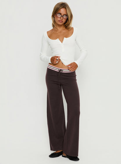 Felisha Low Waist Knit Pants Brown