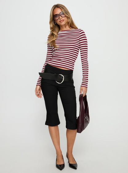 Derrica Long Sleeve Top Red / Grey Stripe