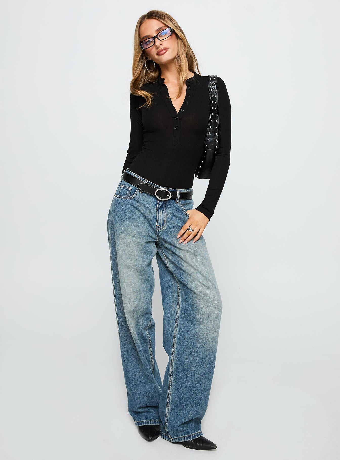 Kandis Long Sleeve Bodysuit Black