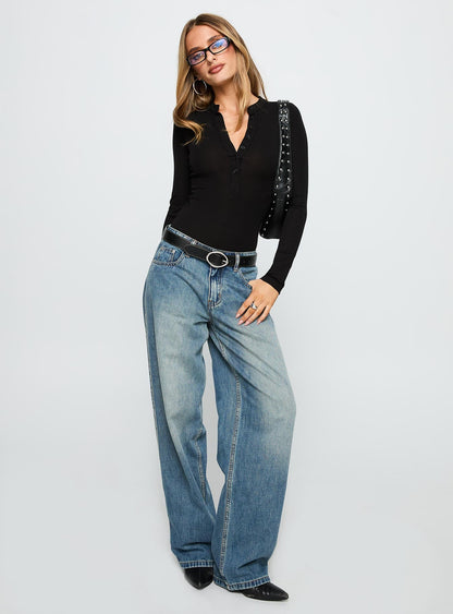 Kandis Long Sleeve Bodysuit Black