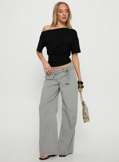 Ashlinn Off Shoulder Drapey Top Black