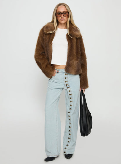 Dawnn Faux Fur Jacket Brown