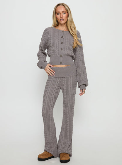Baleigh Cable Knit Cardigan Grey