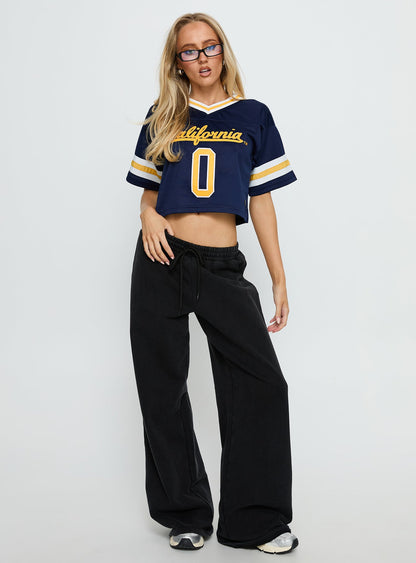 UC Berkeley Cropped Football Jersey Tee Blue