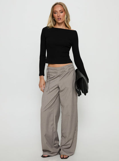 Tashana Long Sleeve Boat Neck Top Black