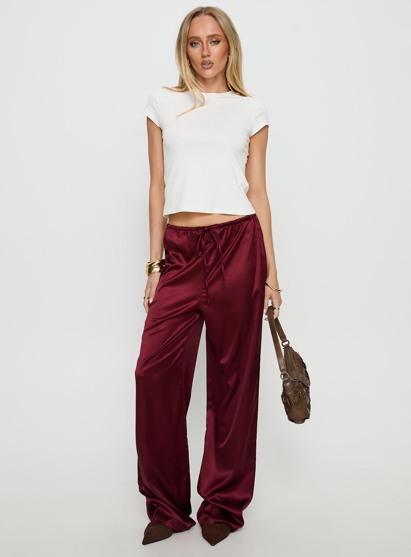 Soulstar Satin Pants Wine