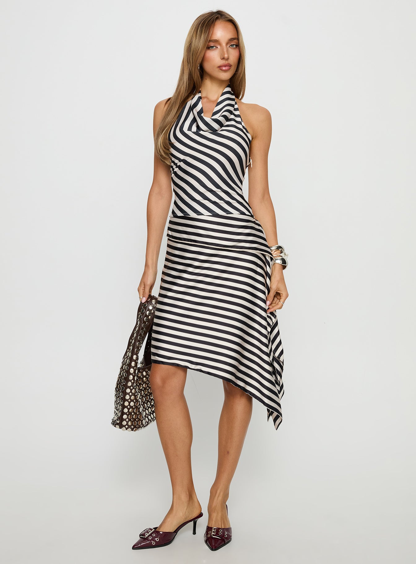 Allure Midi Skirt Noir Stripe