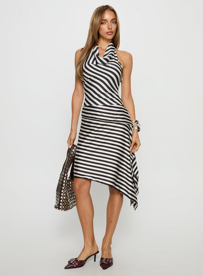 Allure Midi Skirt Noir Stripe