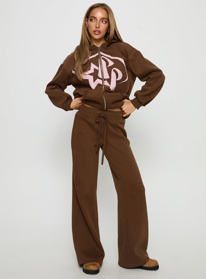 Princess Polly Stargirl Zip Through Jumper Brown