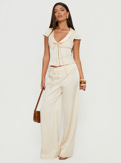 Aubrette Satin Tie Pants Cream