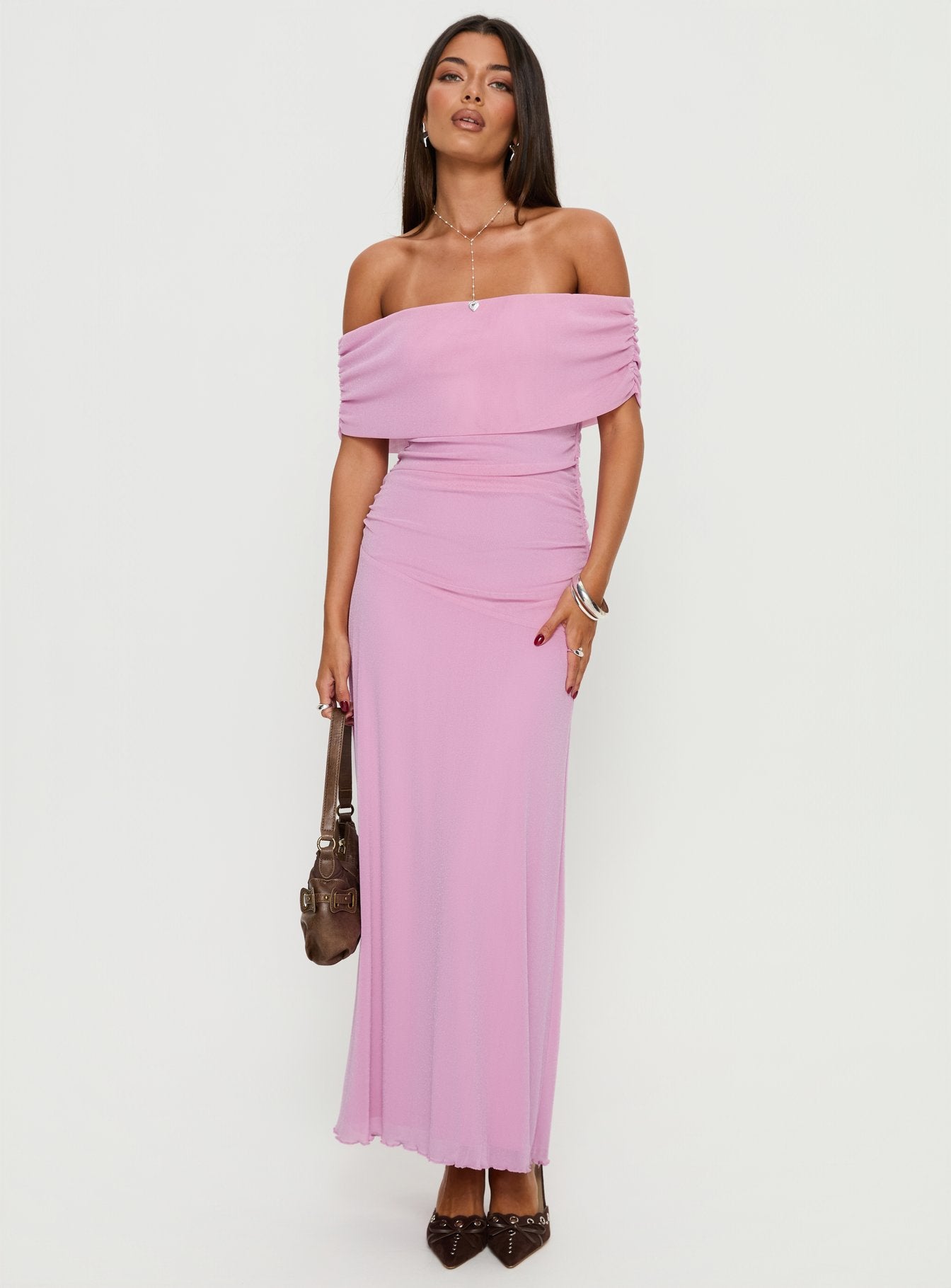 Penelopa Off Shoulder Maxi Dress Pink