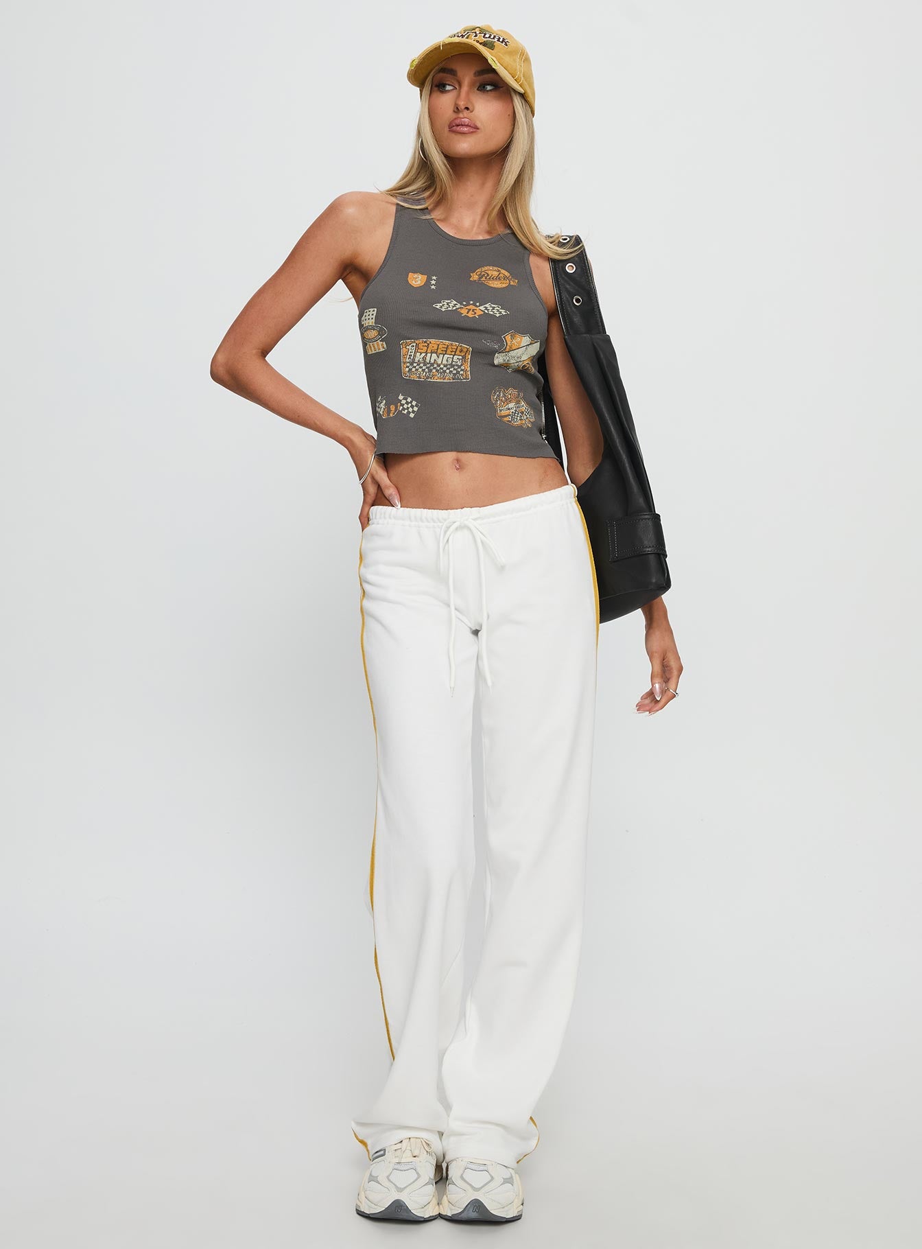 Elation Low Rise Straight Leg Track Pant White