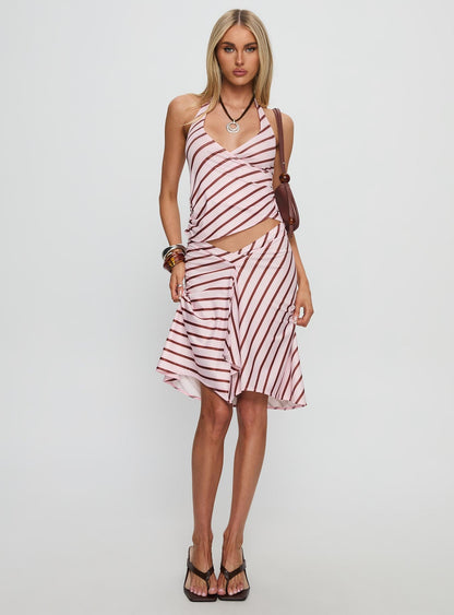 Fayez Top Diagonal Pink Stripe