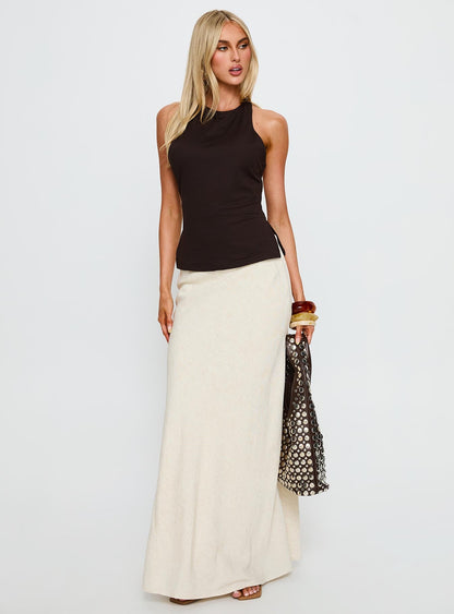 Harlene Back Detail Top Brown