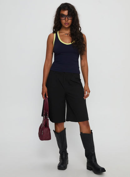 Elionne V Neck Contrast Top Navy / Yellow