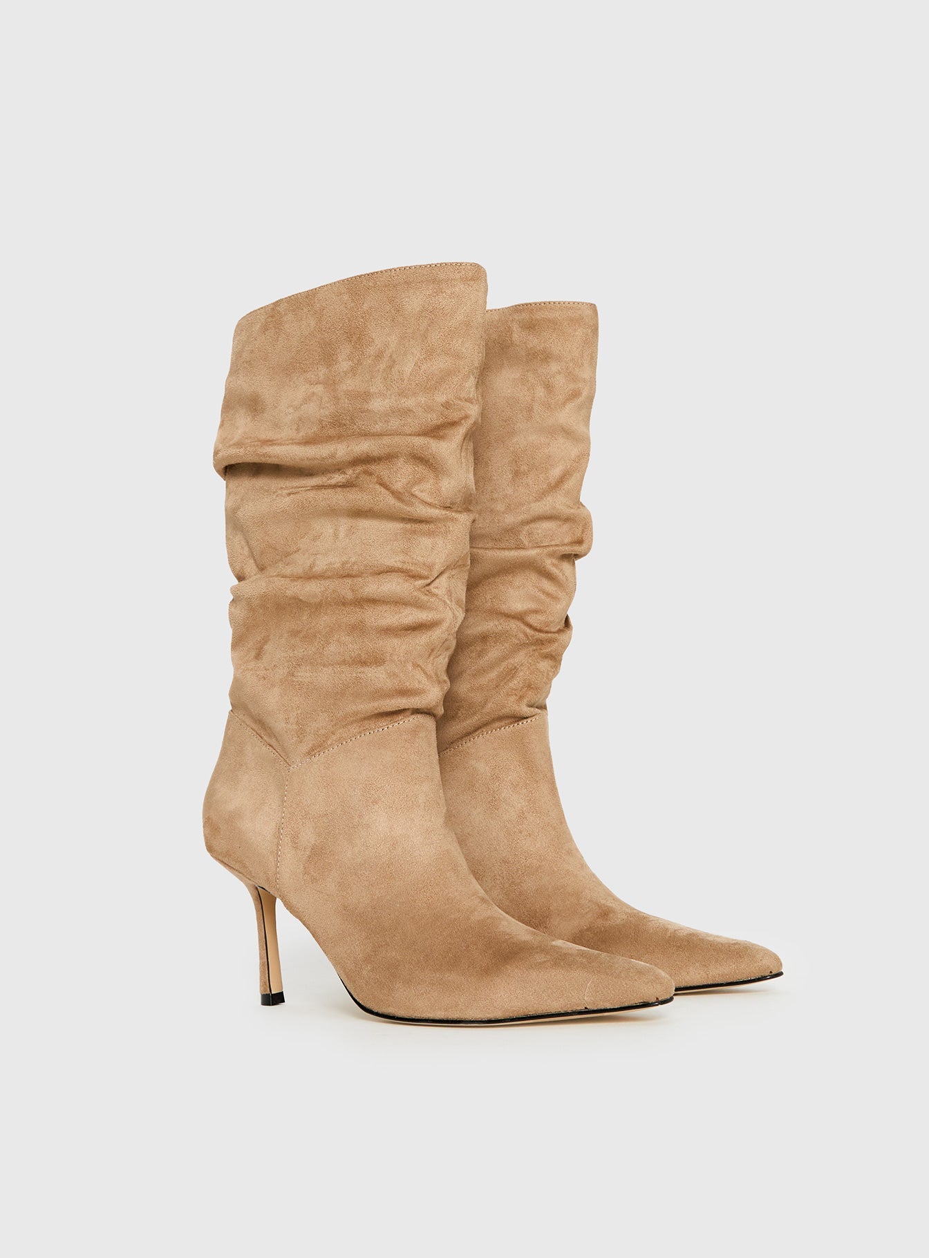 Such A Charmer Faux Suede Scrunch Boot Tan