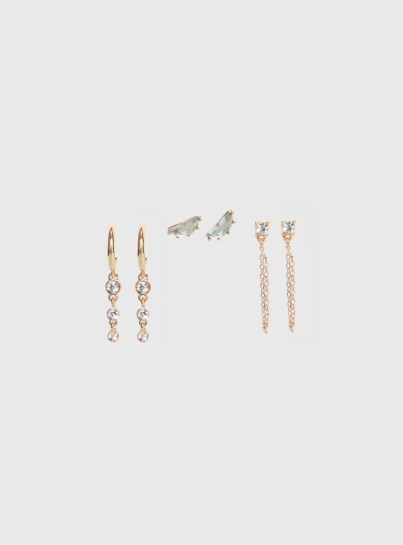 Think Later Diamante Earring Pack Gold