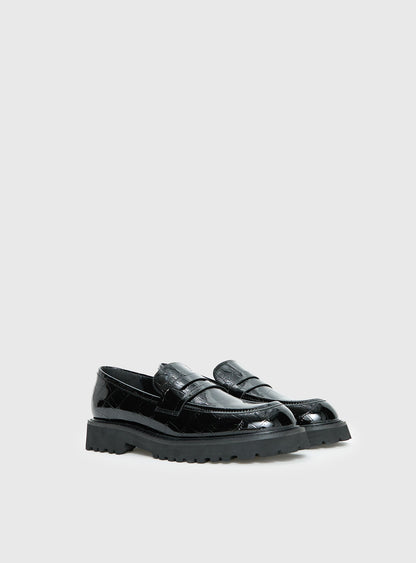 Face The Wind Faux Leather Loafers Black