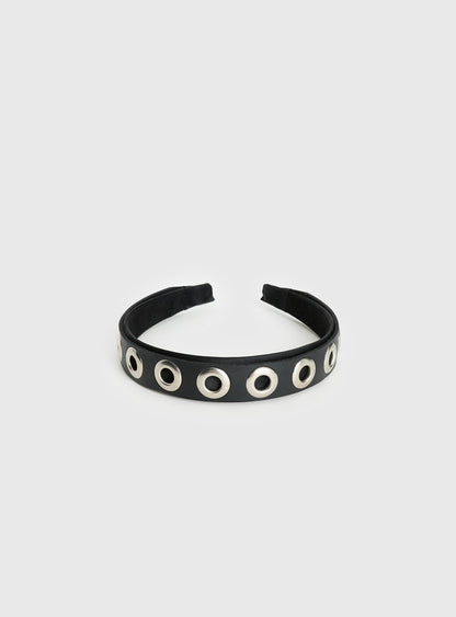 Yasminn Eyelet Headband Black
