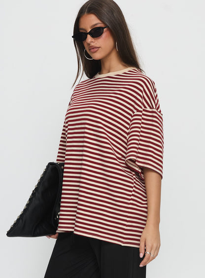 Kieryn Oversized Top Red Stripe