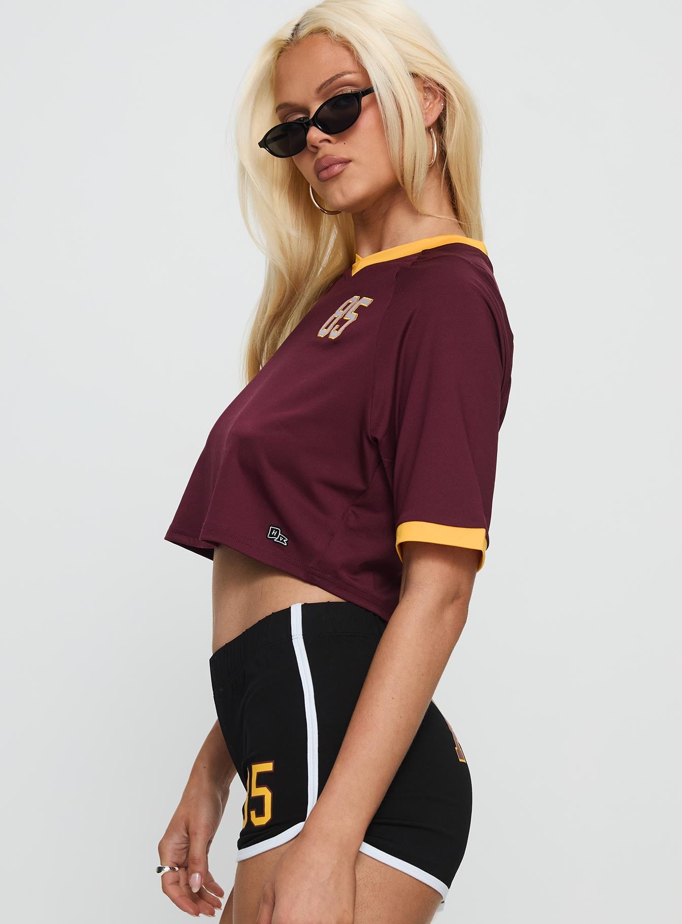 ASU Cropped Soccer Jersey Tee Maroon