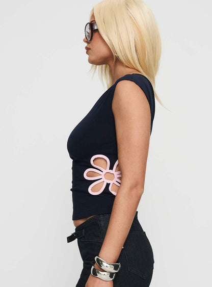 Currents Cut Out Detail Top Navy / Pink