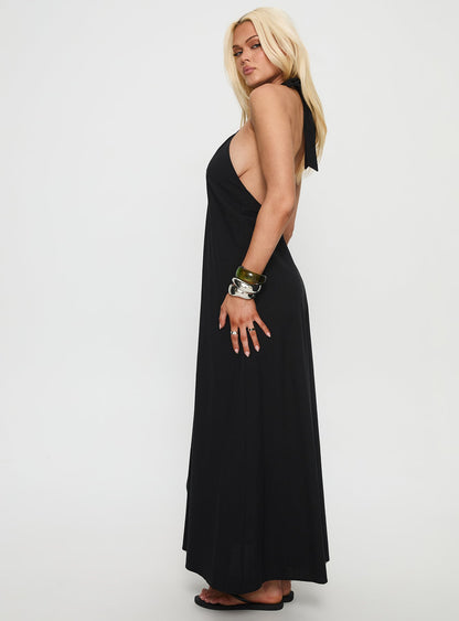 Kaiana Keyhole Halter Maxi Dress Black