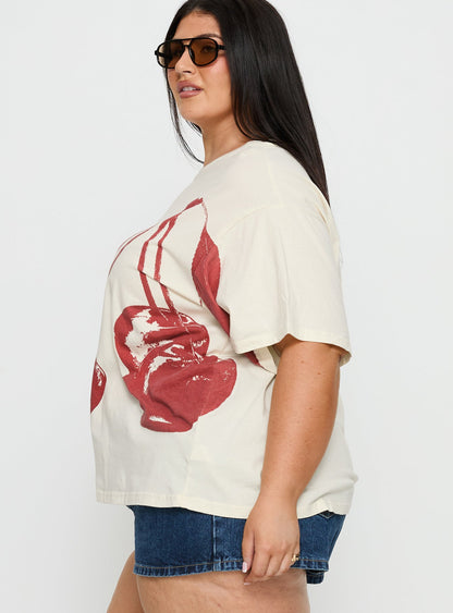 Cherrie Amore Oversized Tee White Curve