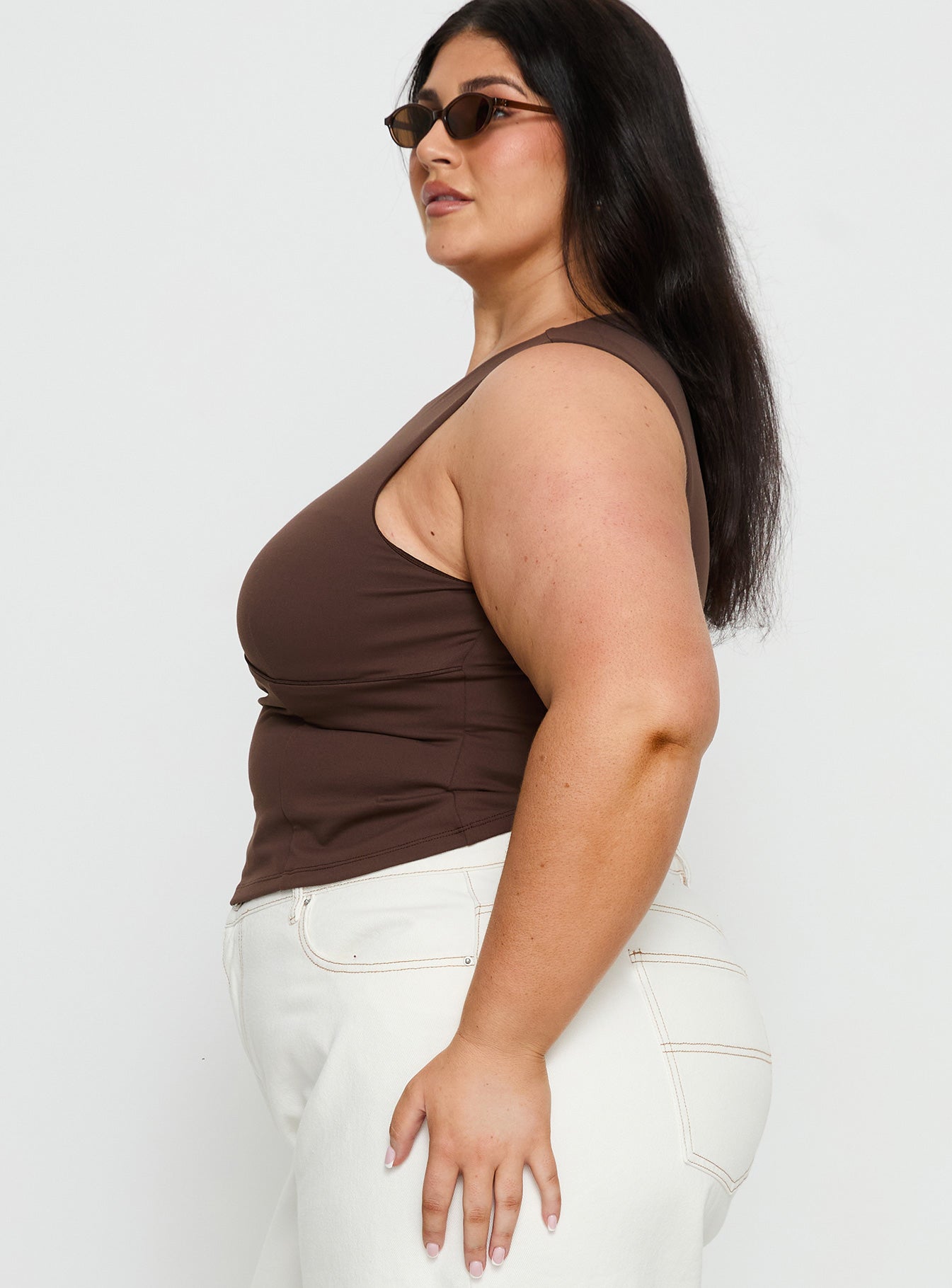 Georgetta Bust Detail Cami Top Brown Curve