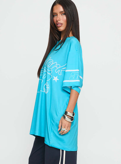 New Yorker 58 Oversized Graphic Jersey Tee Blue