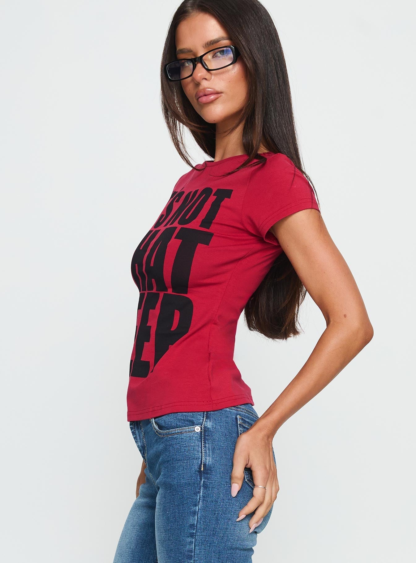 It's Not That Deep Graphic Baby Tee Red