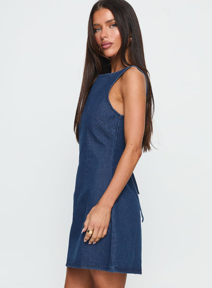 Alfalfa Denim Mini Dress Mid Wash