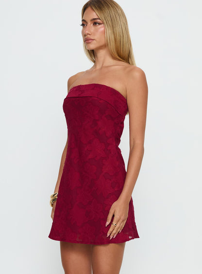 Phillipa Mini Dress Burgundy Floral