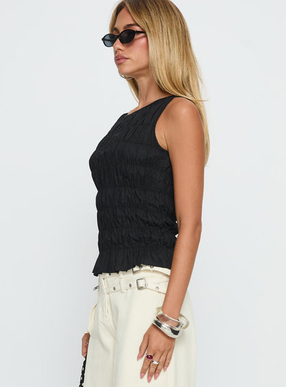 Marleene Shirred Top Black