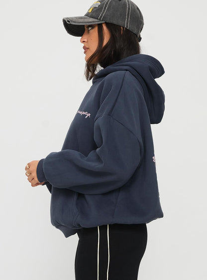 Princess Polly Love Letter Graphic Hoodie Slate Grey