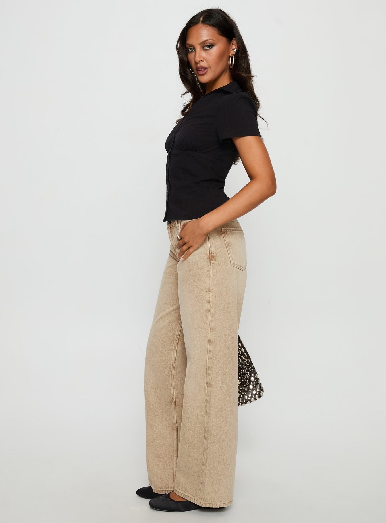 Ellanor Low Rise Straight Leg Jeans Tan