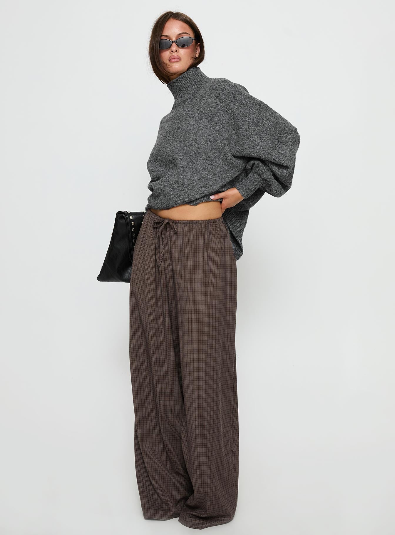 Bungala Oversized Relaxed Pant Brown Check