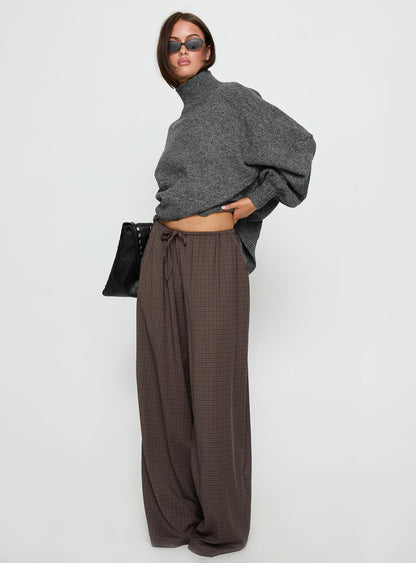 Bungala Oversized Relaxed Pant Brown Check