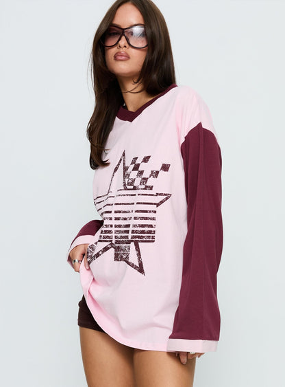 Starletta Long Sleeve Moto Top Pink