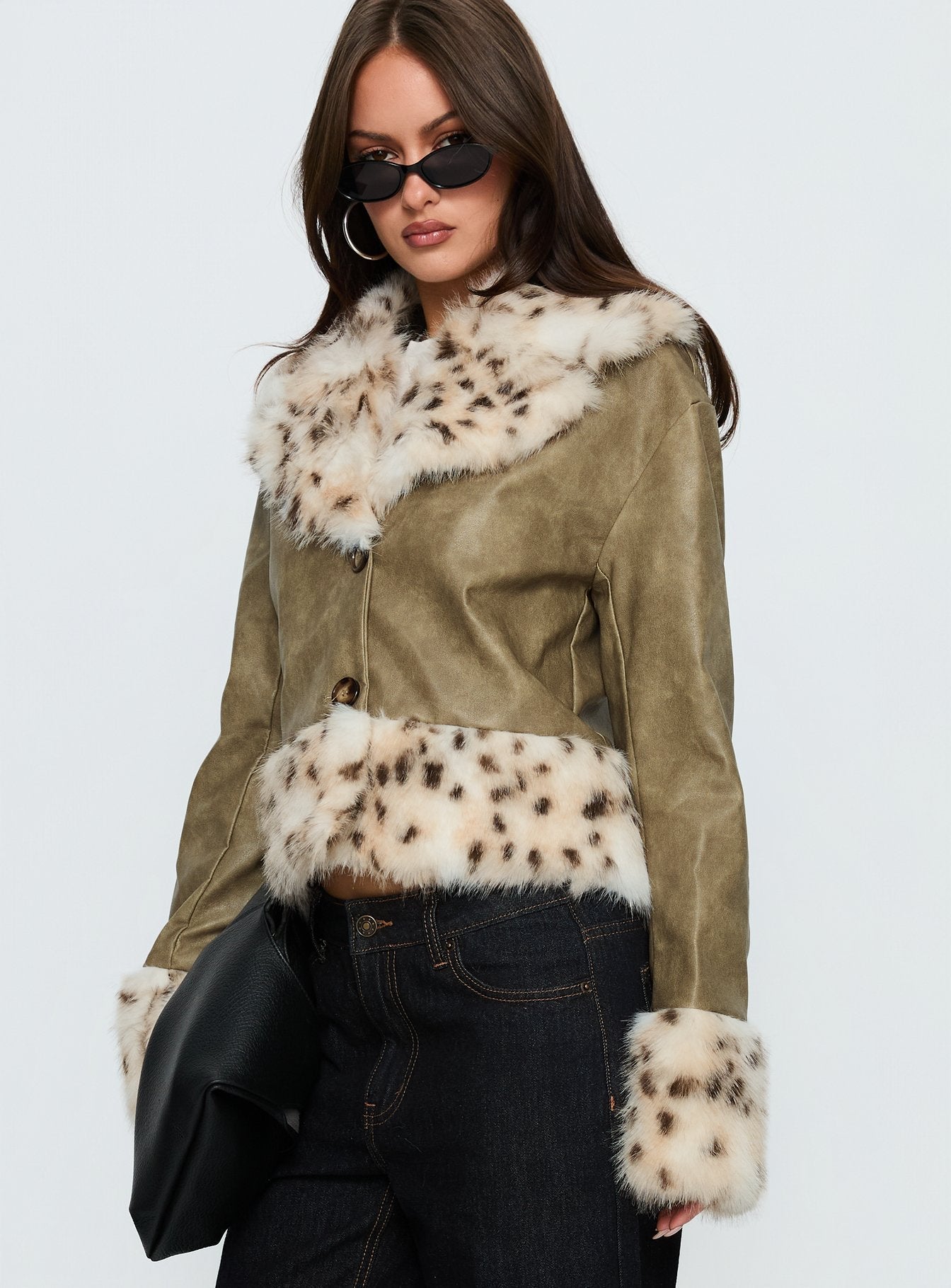 Hiraya Faux Fur Trim Jacket Vintage Green