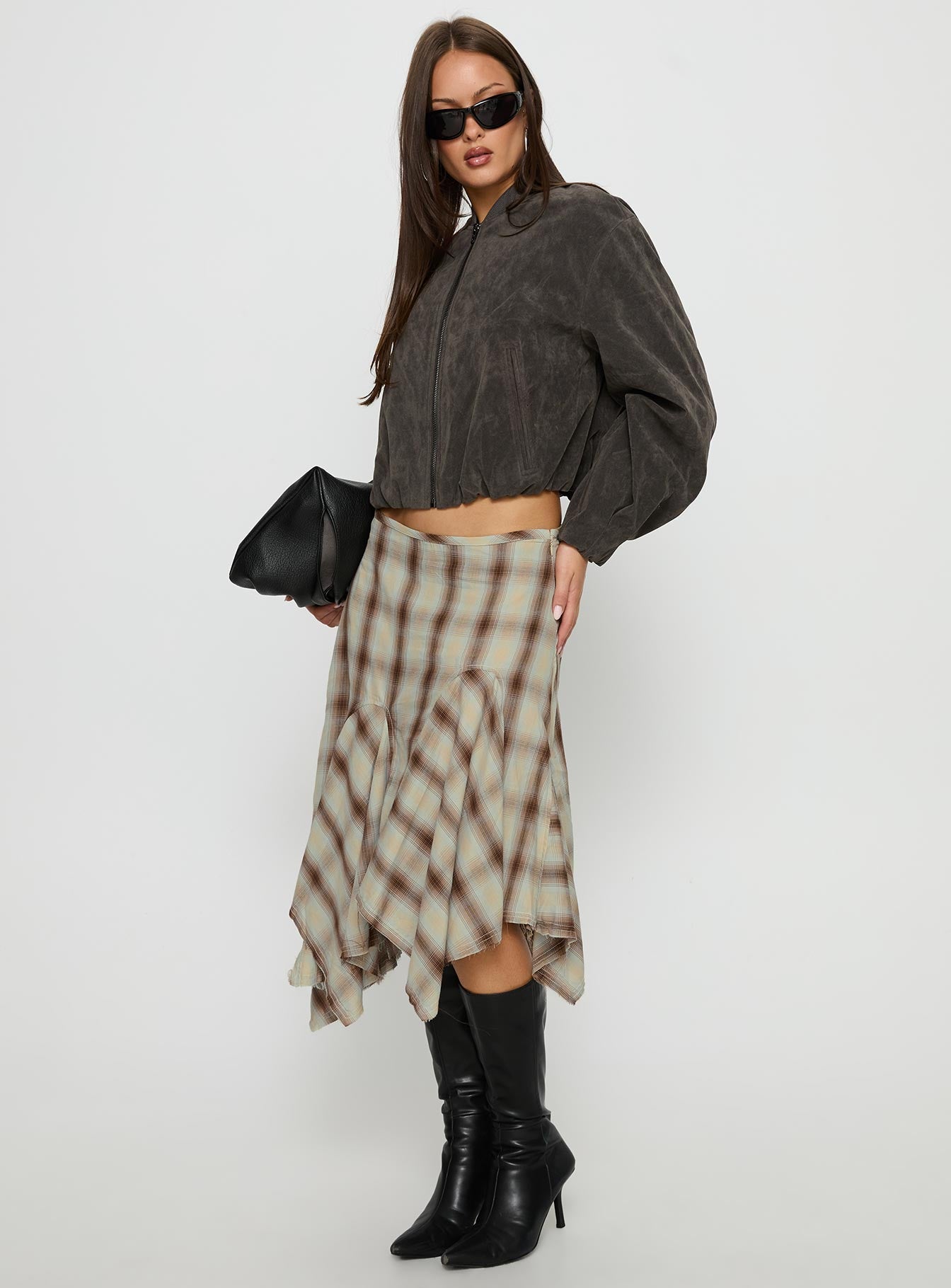 Toshie Asymmetrical Midi Skirt Multi Check