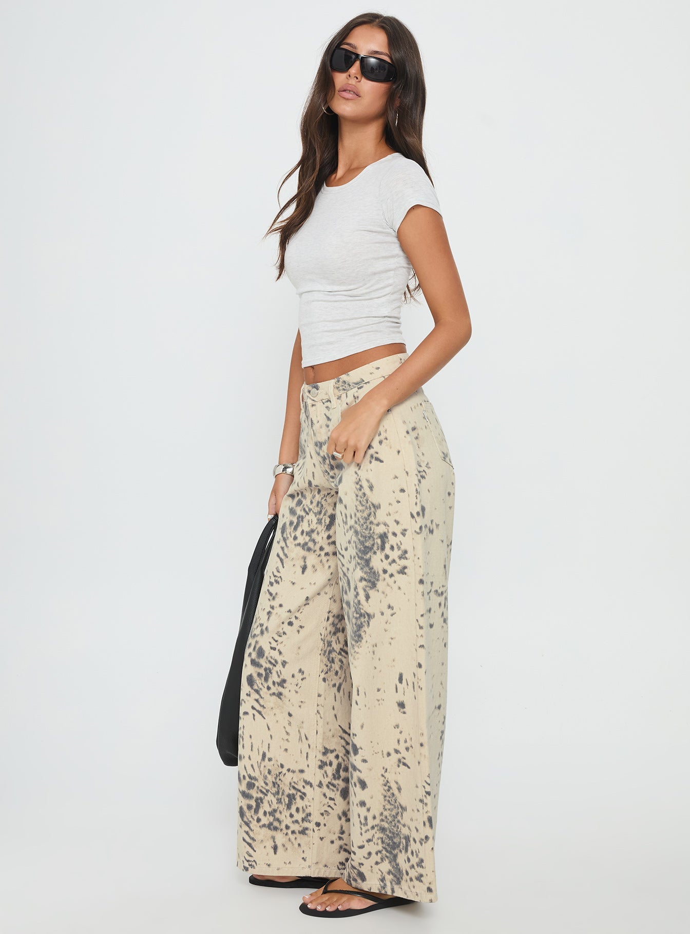 Naylor Mid Rise Wide Leg Jeans Animal Spot