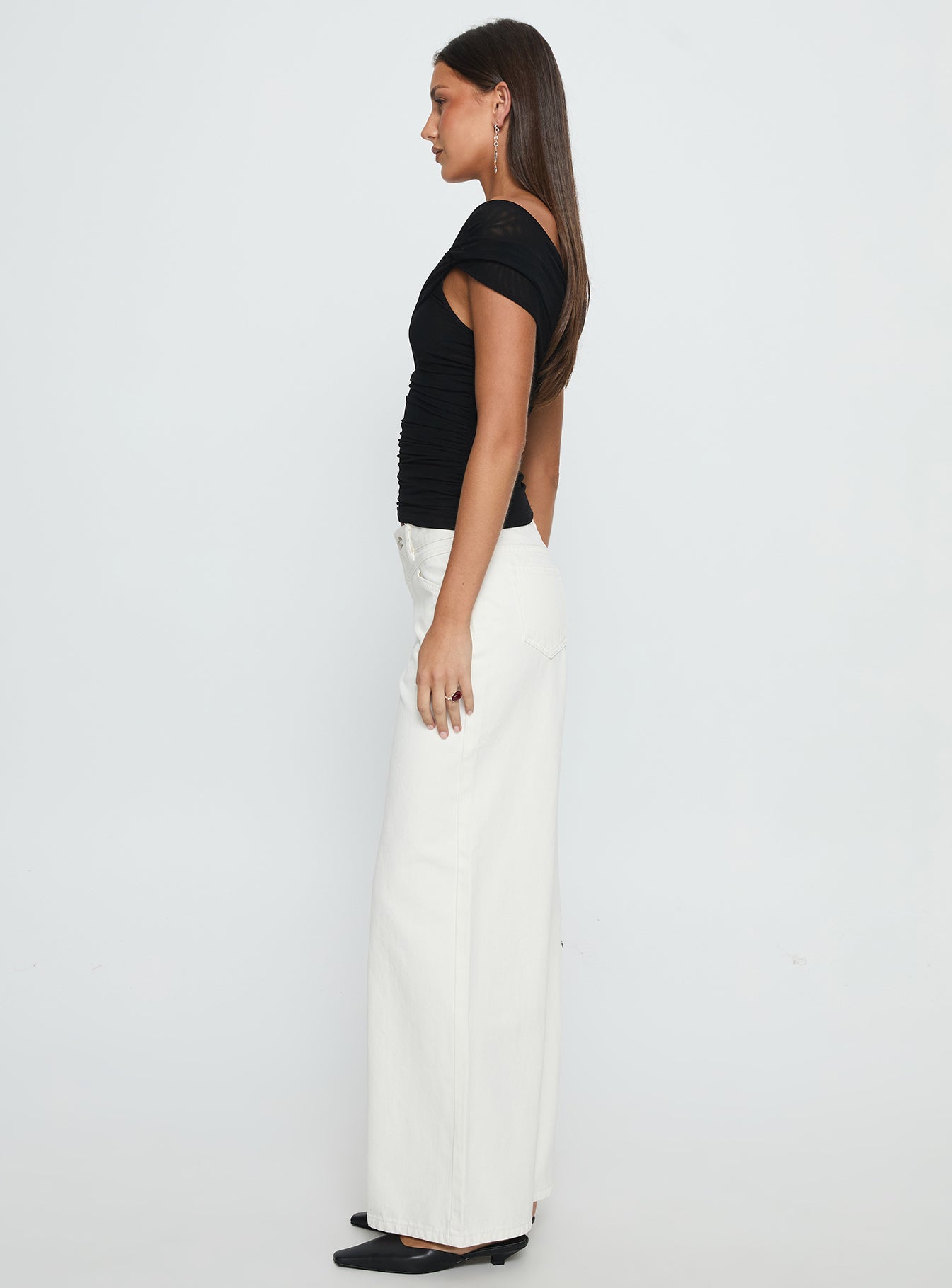 Catiana Low Rise Wide Leg Jeans White