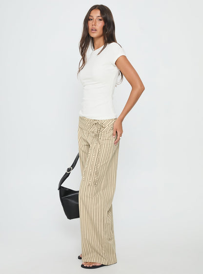 Seneca Wrap Pant Beige Stripe