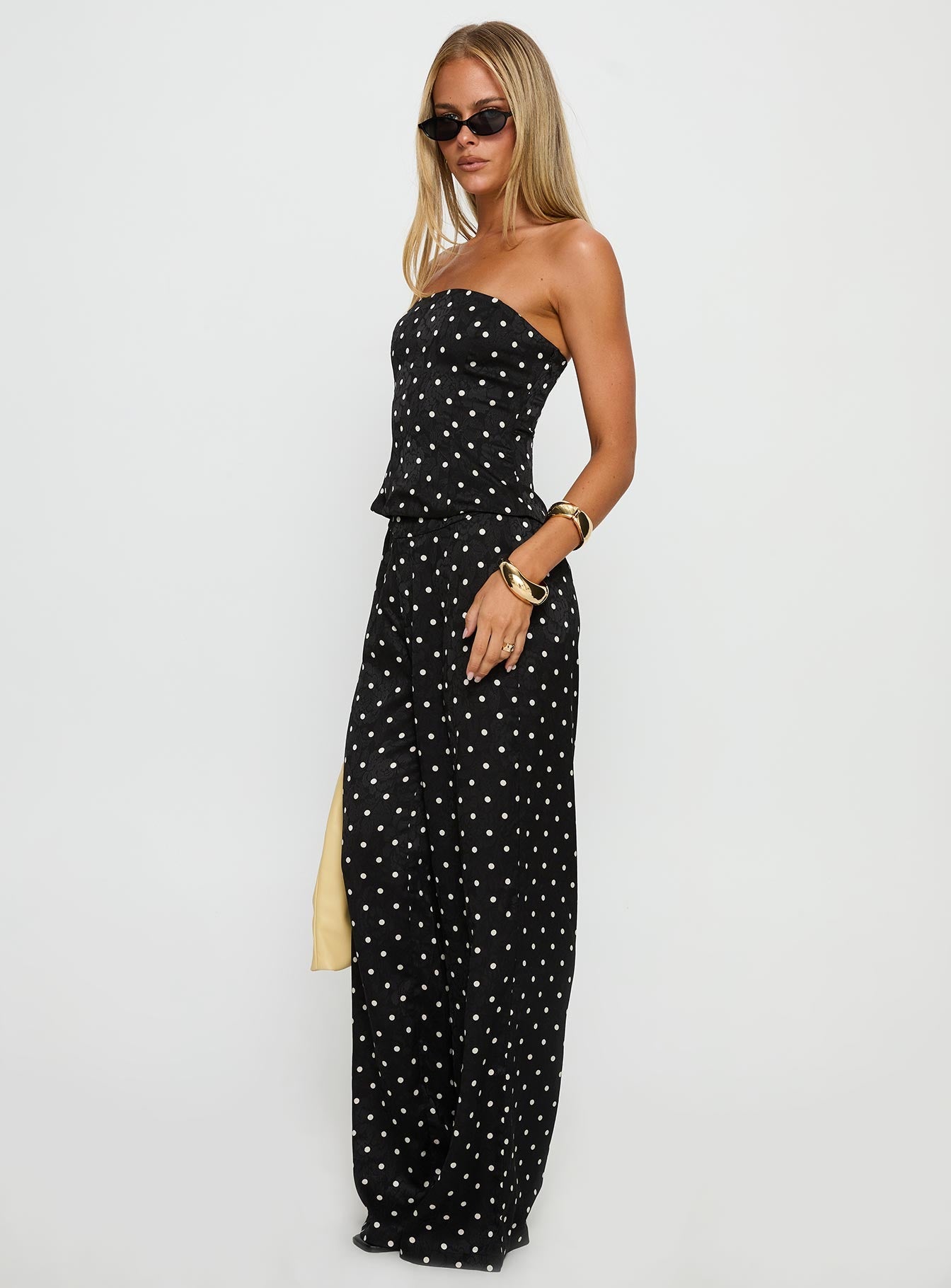 Powdered Sugar Strapless Set Black Polka