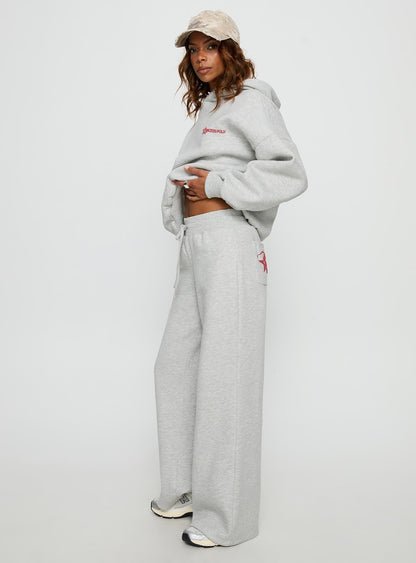 Princess Polly Stargirl Wide Leg Sweat Pants Grey Marle