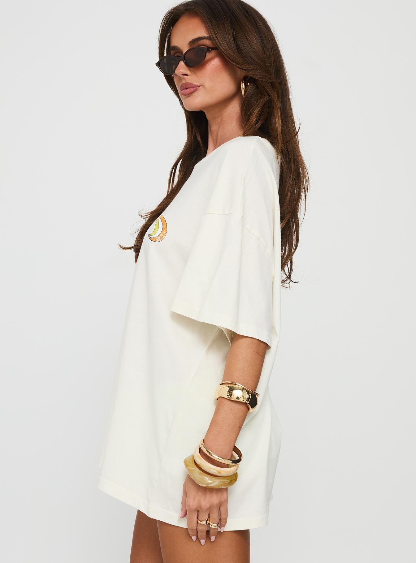 Kawabunga Oversized Graphic Top Cream