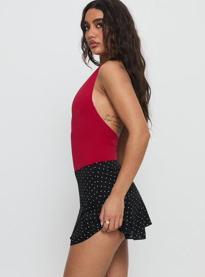 Sonsie Mini Skirt Black / White Polka
