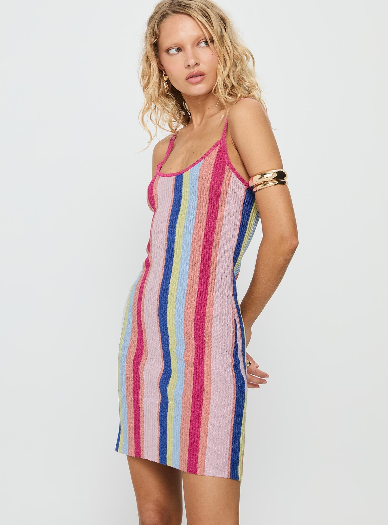 Yazmine Knit Mini Dress Multi Stripe